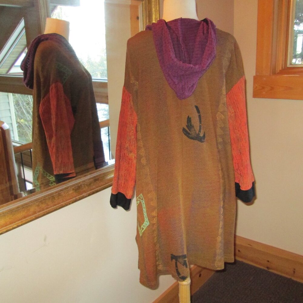JGU Mad Lab Brown, Orange, Purple Hoodie Tunic Top and Orange Kaktus Plus Skirt - Picture 7 of 12